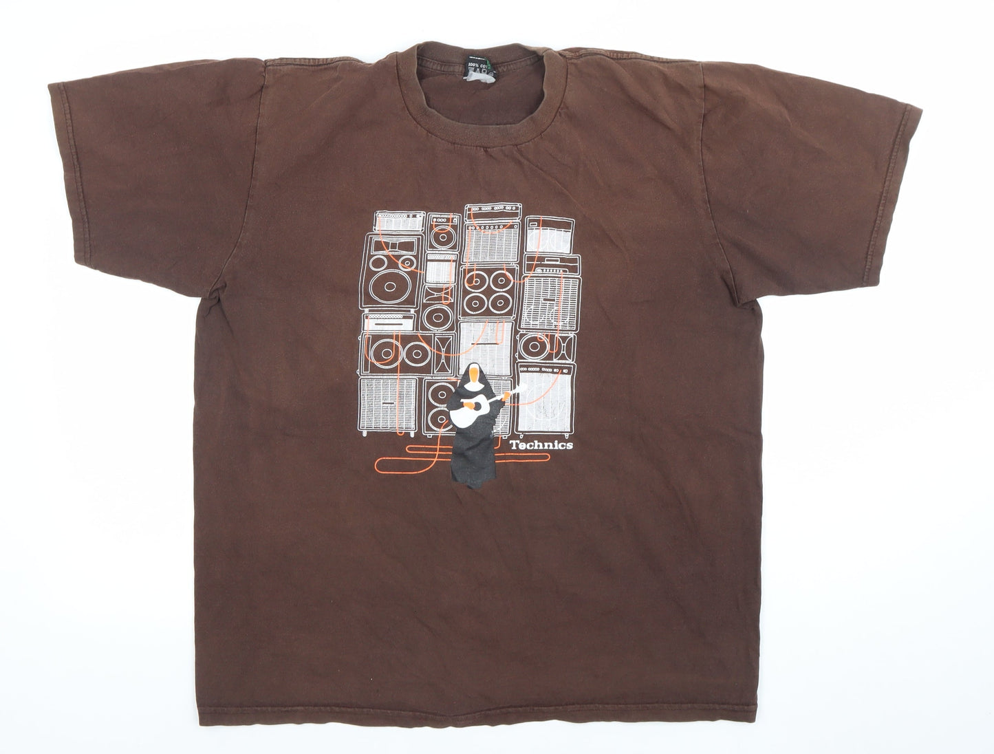 M-U Mens Brown Technics Graphic Short Sleeve Cotton T-Shirt L