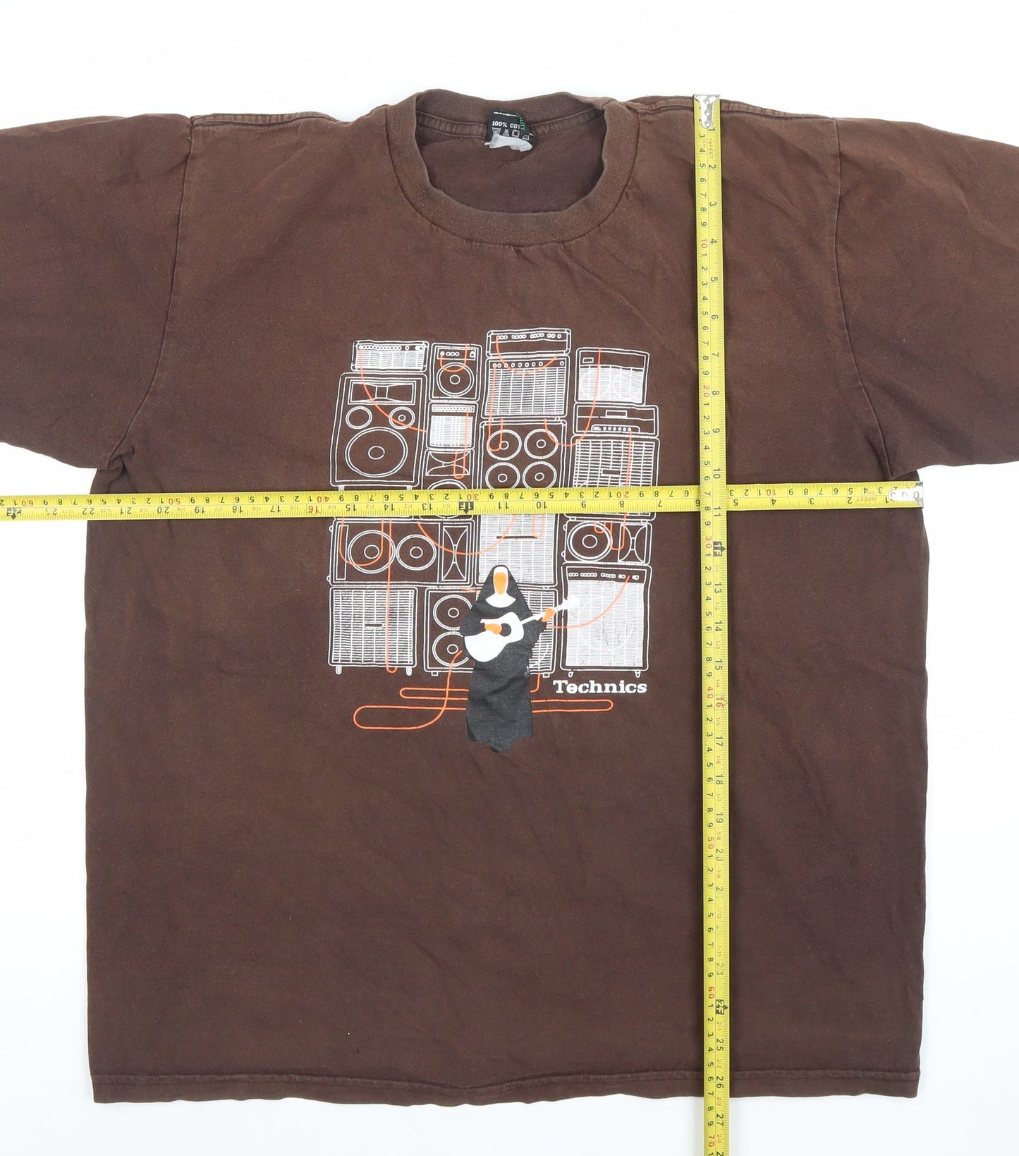 M-U Mens Brown Technics Graphic Short Sleeve Cotton T-Shirt L