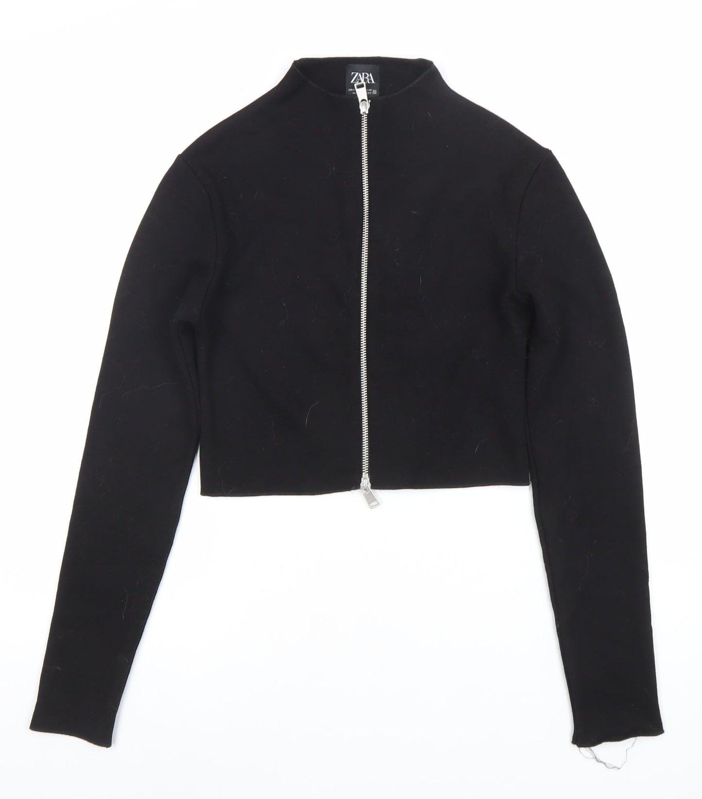 Womens UK Size 10 Zara Black Full Zip Jumper