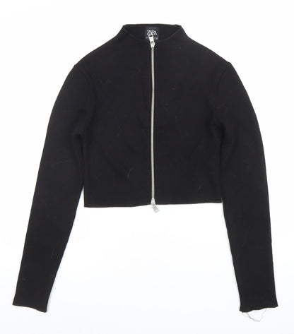 Womens UK Size 10 Zara Black Full Zip Jumper
