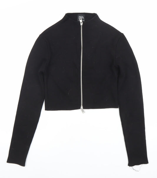Womens UK Size 10 Zara Black Full Zip Jumper