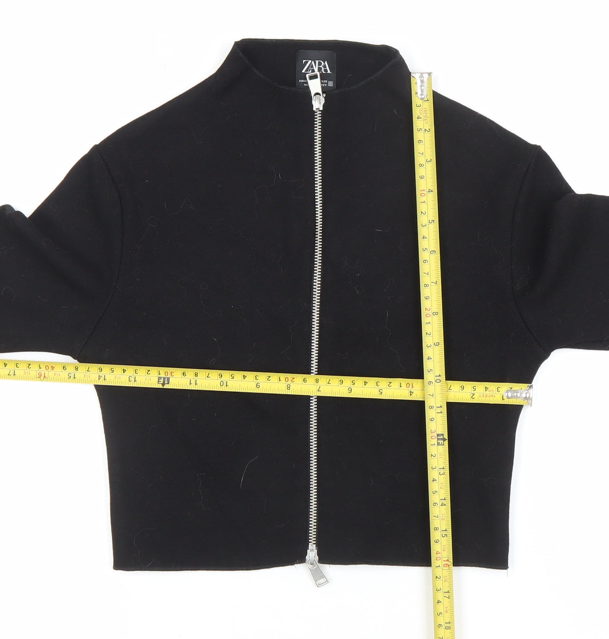 Womens UK Size 10 Zara Black Full Zip Jumper