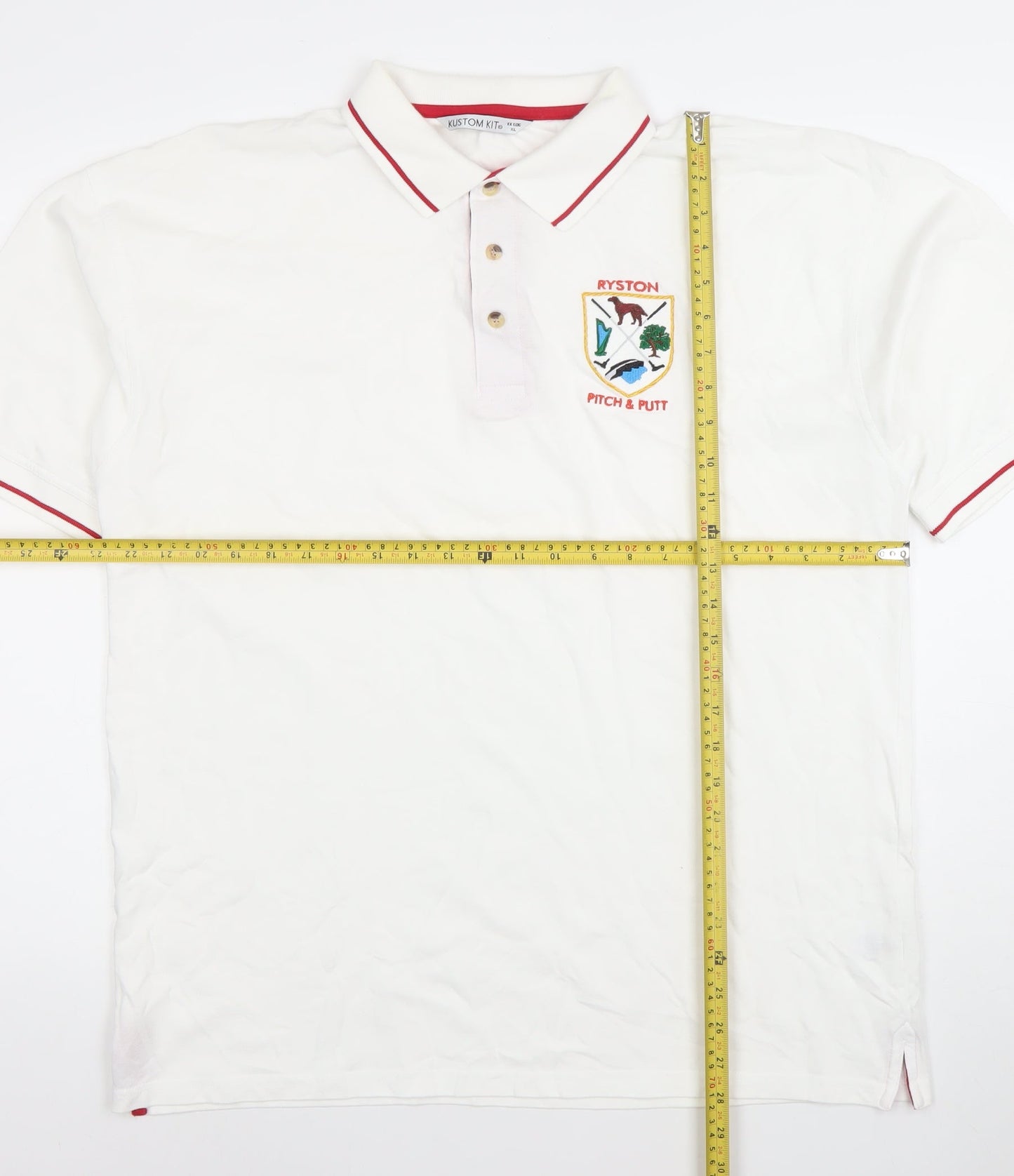 Kustom Kit Men’s White XL Polo Shirt Ryston Pitch & Putt Embroidered Golf Top