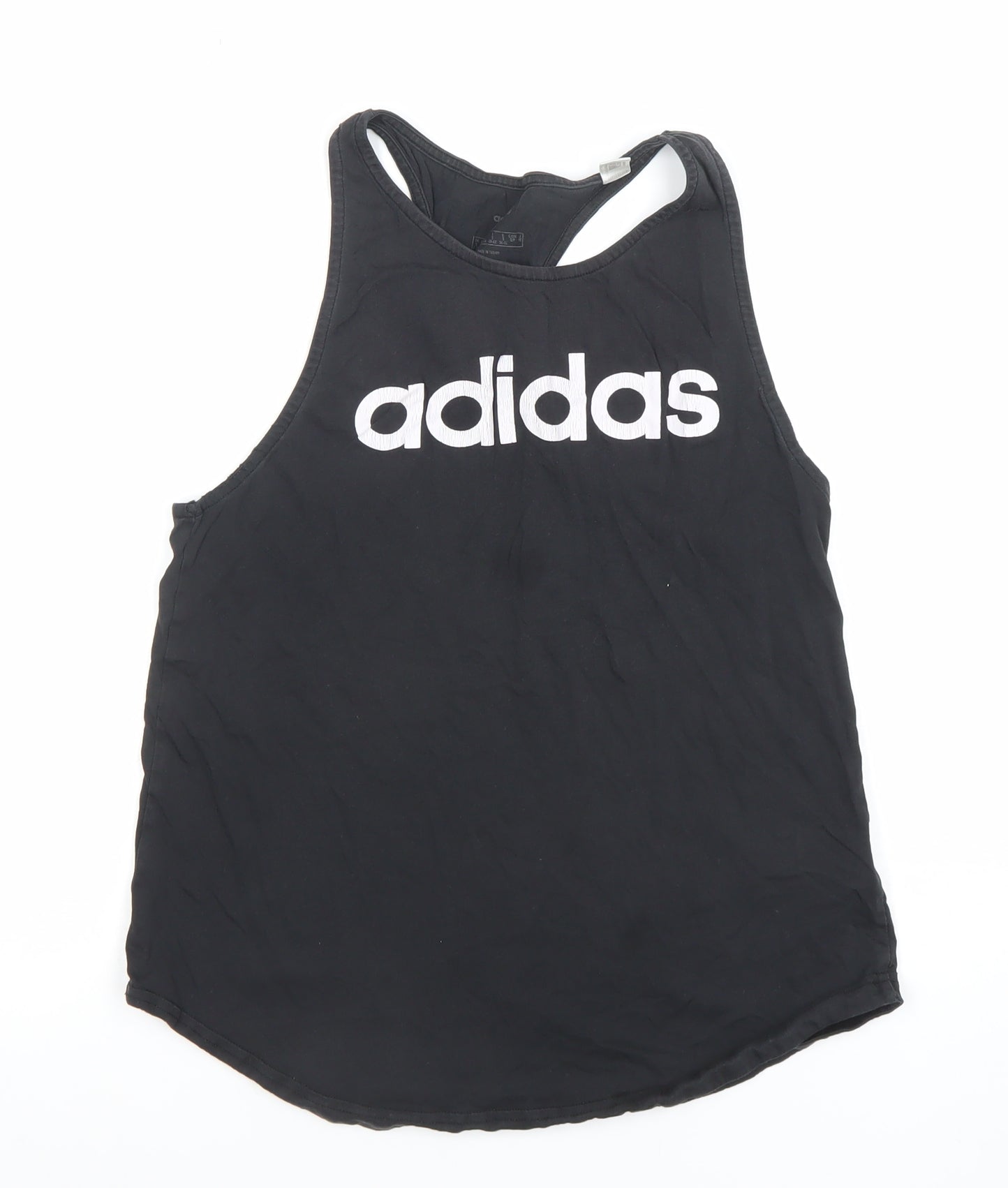 adidas Womens Black Cotton Racerback Tank Top Size S
