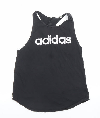 adidas Womens Black Cotton Racerback Tank Top Size S