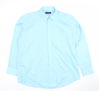 Rael Brook Men's Blue Long Sleeve Regular Fit Dress Shirt 17/43cm