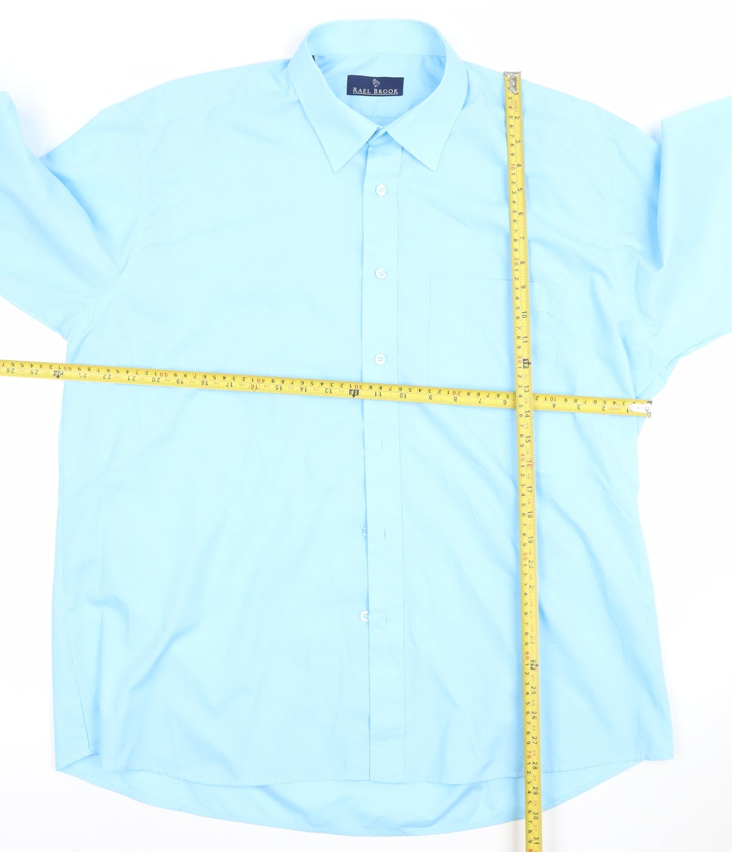 Rael Brook Men's Blue Long Sleeve Regular Fit Dress Shirt 17/43cm