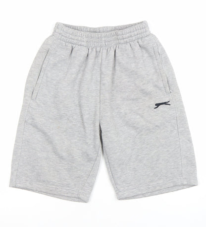 Slazenger Men's Grey Sweat Shorts M Elastic Waist Casual Sportswear