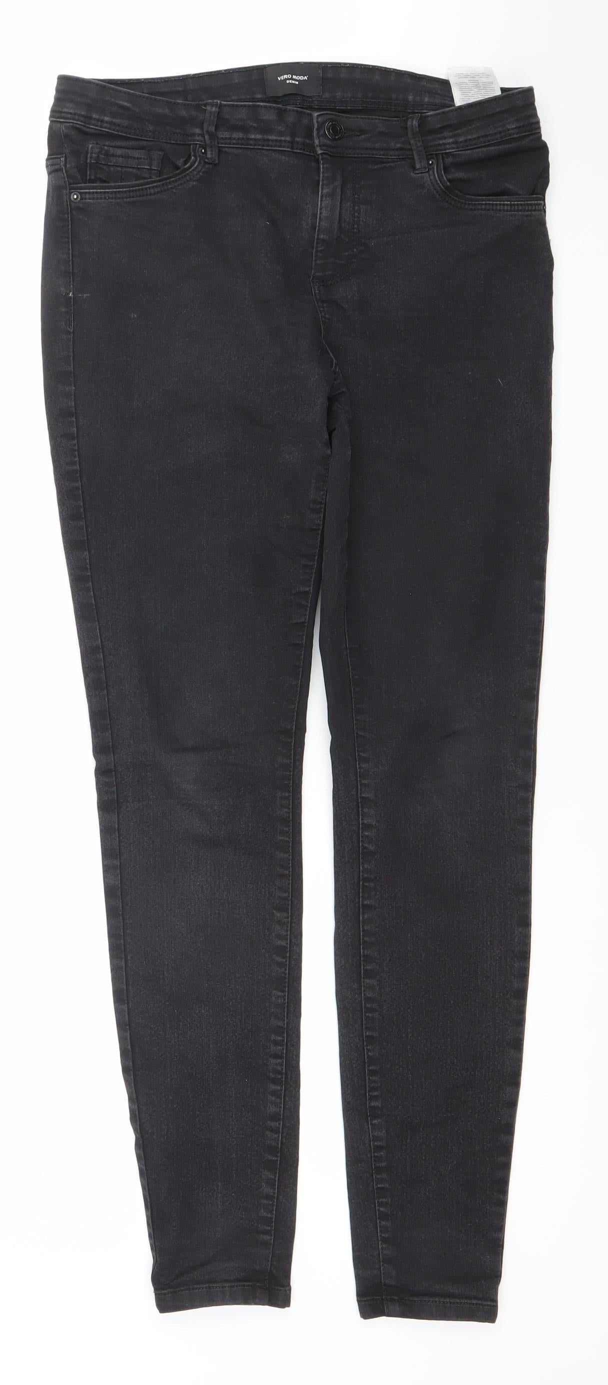 Womens UK Size L VERO MODA Slim Fit Skinny Black Jeans