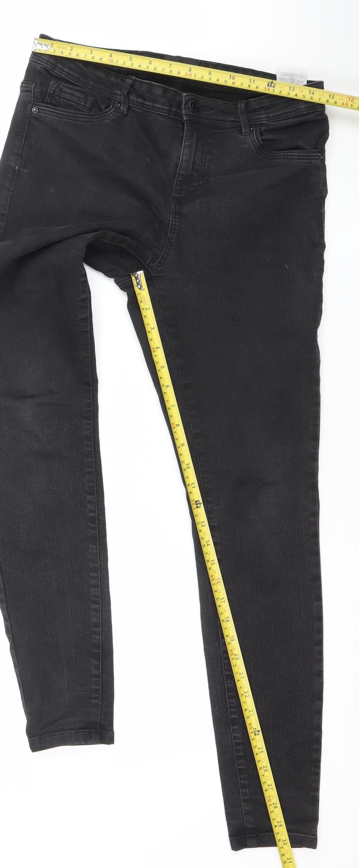 Womens UK Size L VERO MODA Slim Fit Skinny Black Jeans