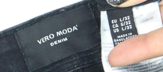 Womens UK Size L VERO MODA Slim Fit Skinny Black Jeans
