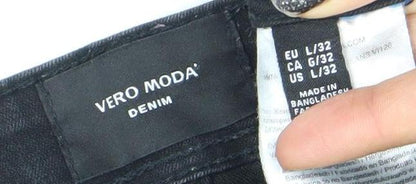 Womens UK Size L VERO MODA Slim Fit Skinny Black Jeans