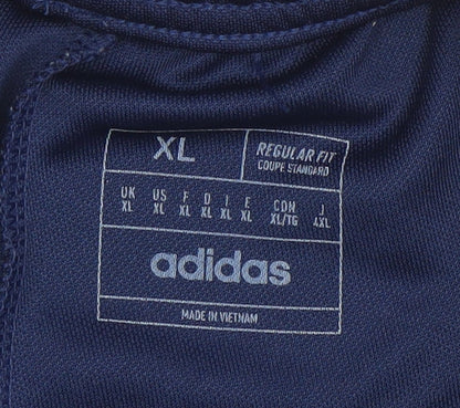 Adidas Men Navy Blue XL Regular Fit Track Pants with Side Stripes