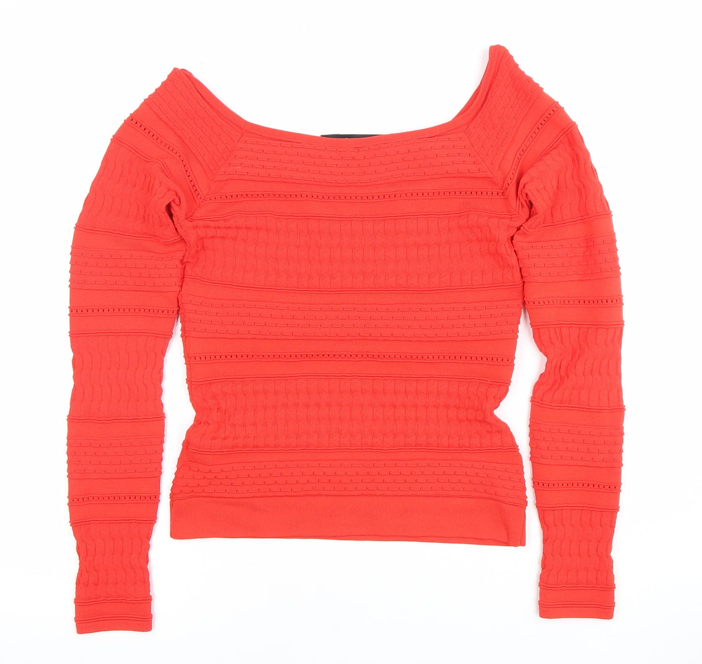 Karen Millen Women's Red Slim Fit Boat Neck Long Sleeve Jumper Size S