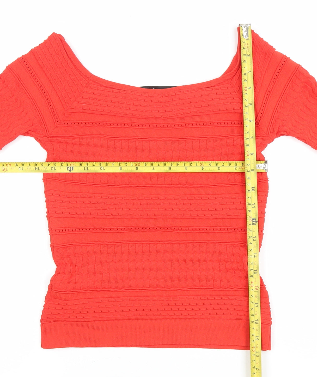 Karen Millen Women's Red Slim Fit Boat Neck Long Sleeve Jumper Size S