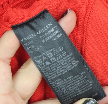 Karen Millen Women's Red Slim Fit Boat Neck Long Sleeve Jumper Size S