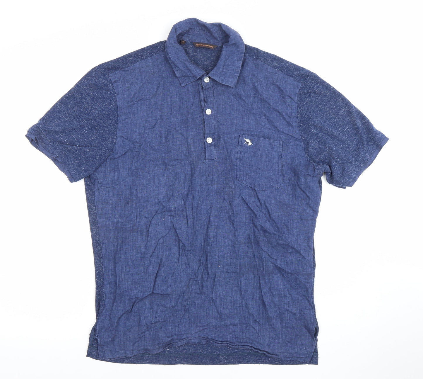 Adolfo Dominguez Men's Blue Linen Cotton Polo Shirt XL