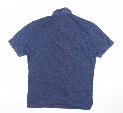 Adolfo Dominguez Men's Blue Linen Cotton Polo Shirt XL