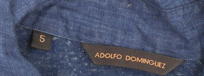 Adolfo Dominguez Men's Blue Linen Cotton Polo Shirt XL