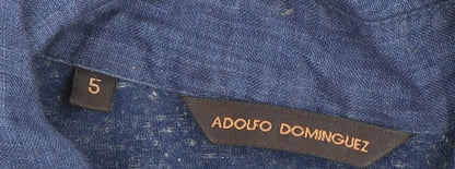 Adolfo Dominguez Men's Blue Linen Cotton Polo Shirt XL