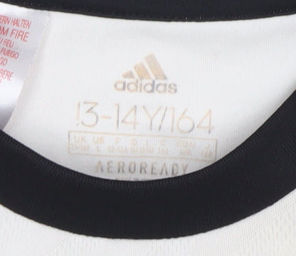 Adidas Boys White Short Sleeve AEROREADY Football Training T-Shirt 13-14 Years