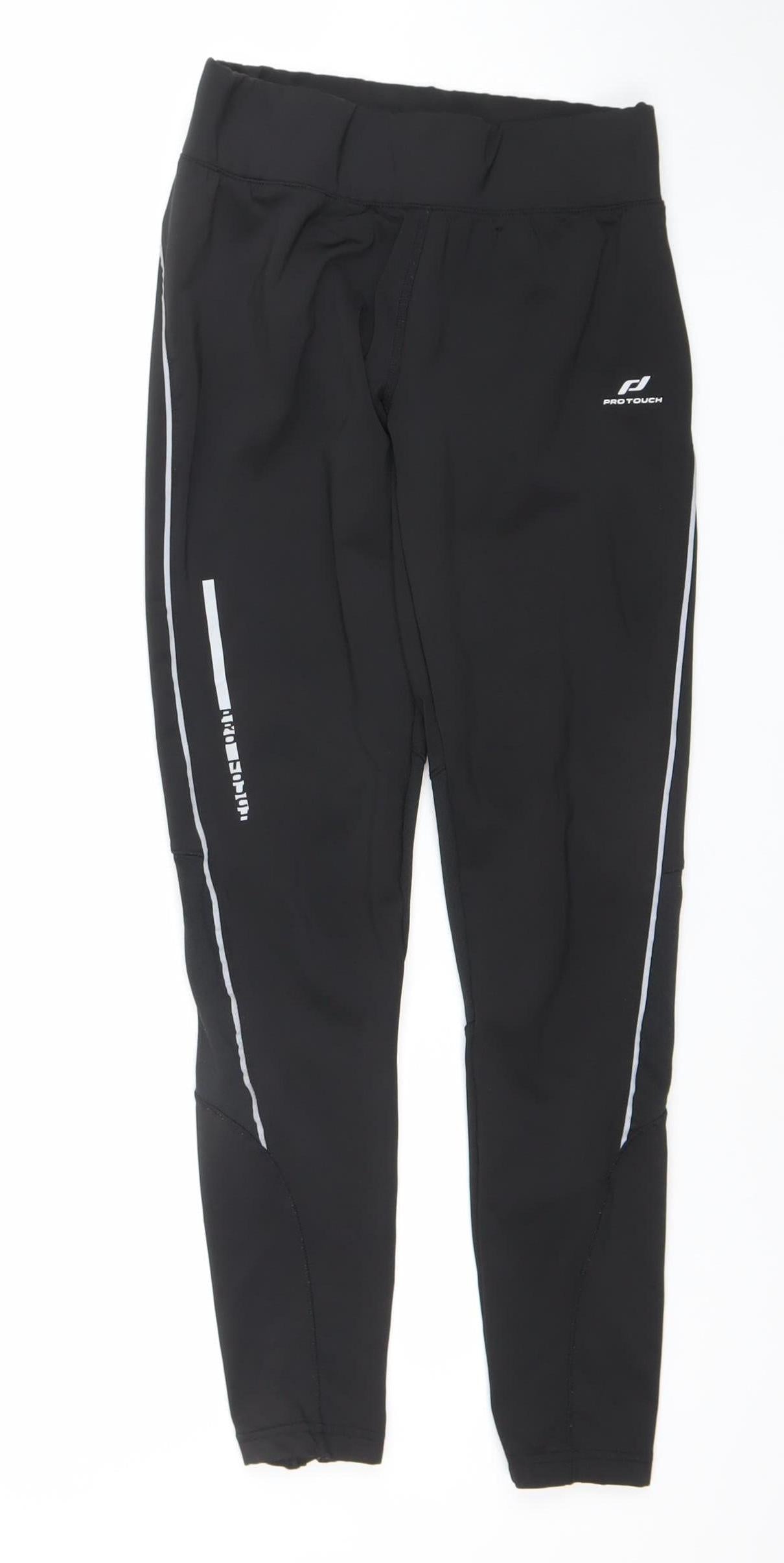 Womens UK Size XS PRO TOUCH Slim Fit Track Pants Black Trousers