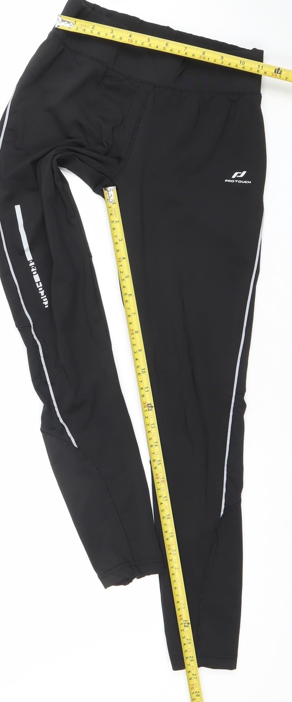 Womens UK Size XS PRO TOUCH Slim Fit Track Pants Black Trousers