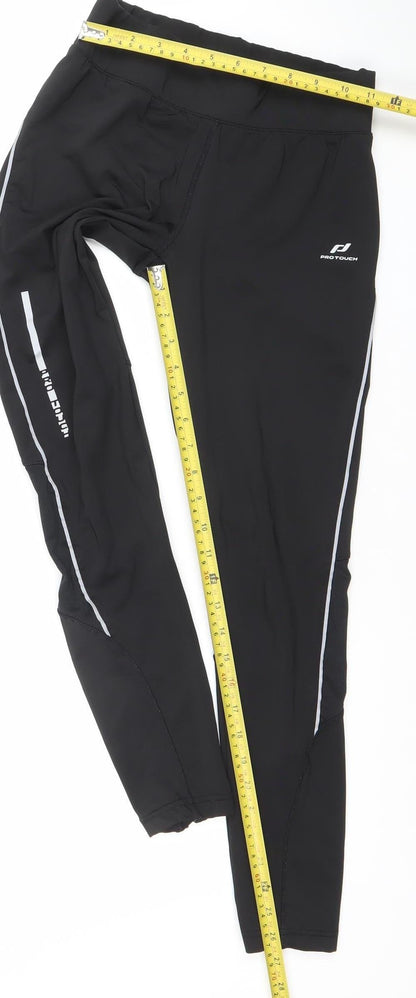 Womens UK Size XS PRO TOUCH Slim Fit Track Pants Black Trousers