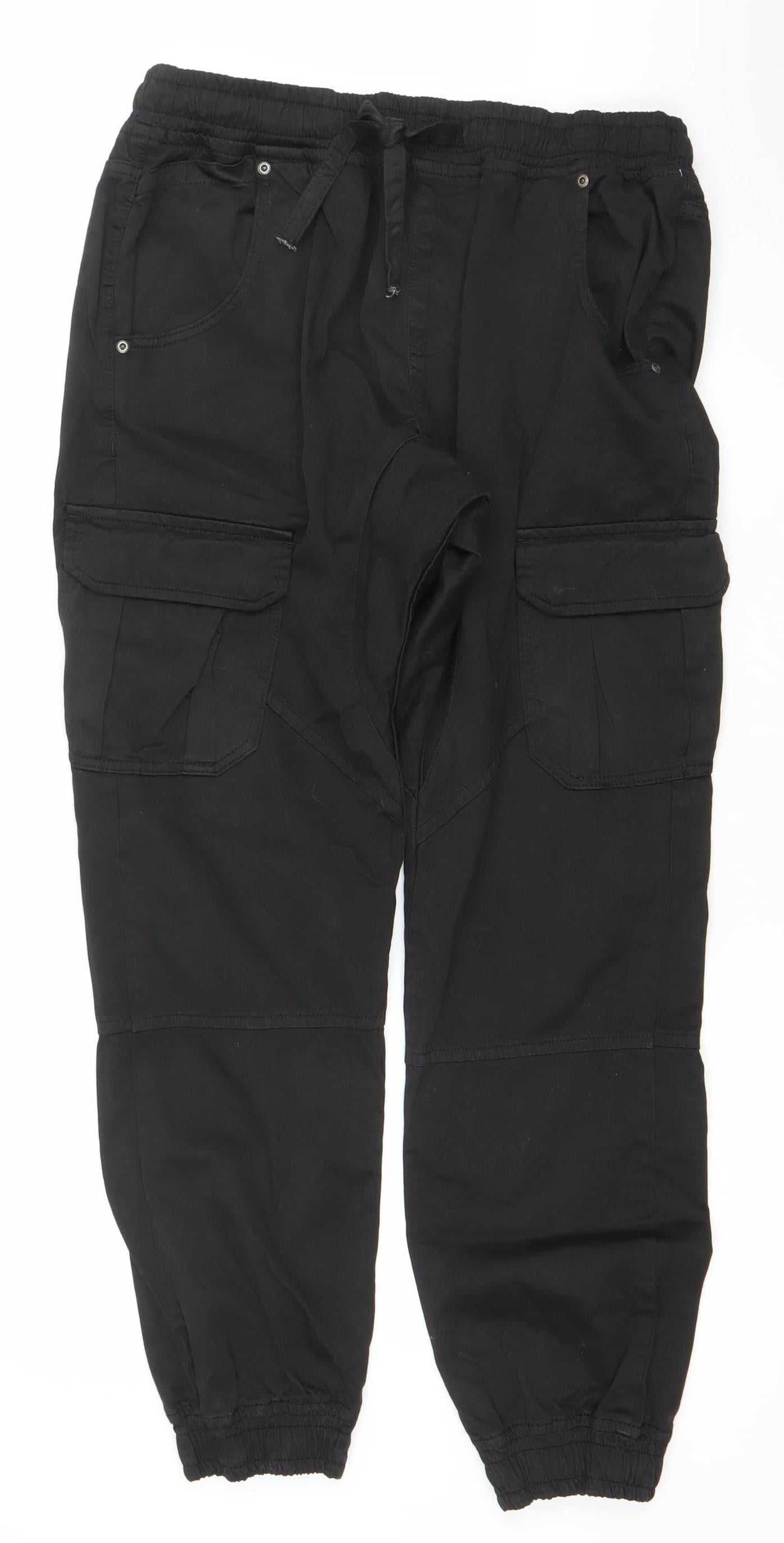 Womens UK Size XL Another Influence Relaxed Fit Cargo Black Trousers