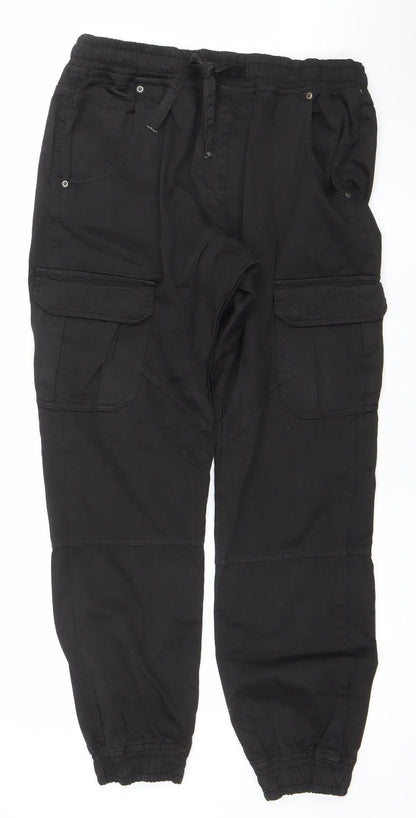 Womens UK Size XL Another Influence Relaxed Fit Cargo Black Trousers