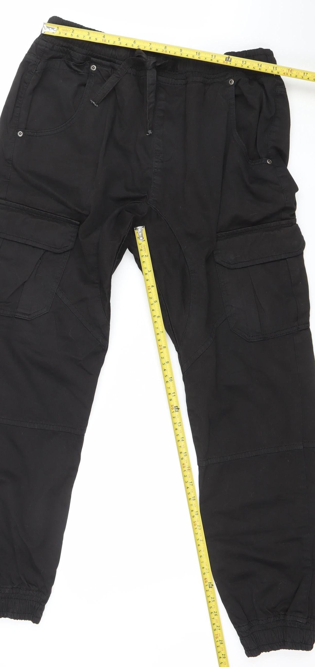 Womens UK Size XL Another Influence Relaxed Fit Cargo Black Trousers