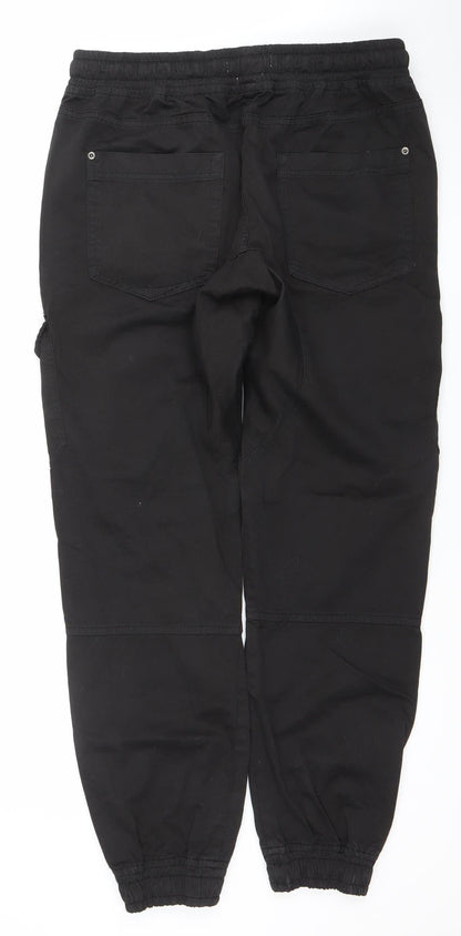 Womens UK Size XL Another Influence Relaxed Fit Cargo Black Trousers