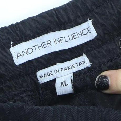 Womens UK Size XL Another Influence Relaxed Fit Cargo Black Trousers