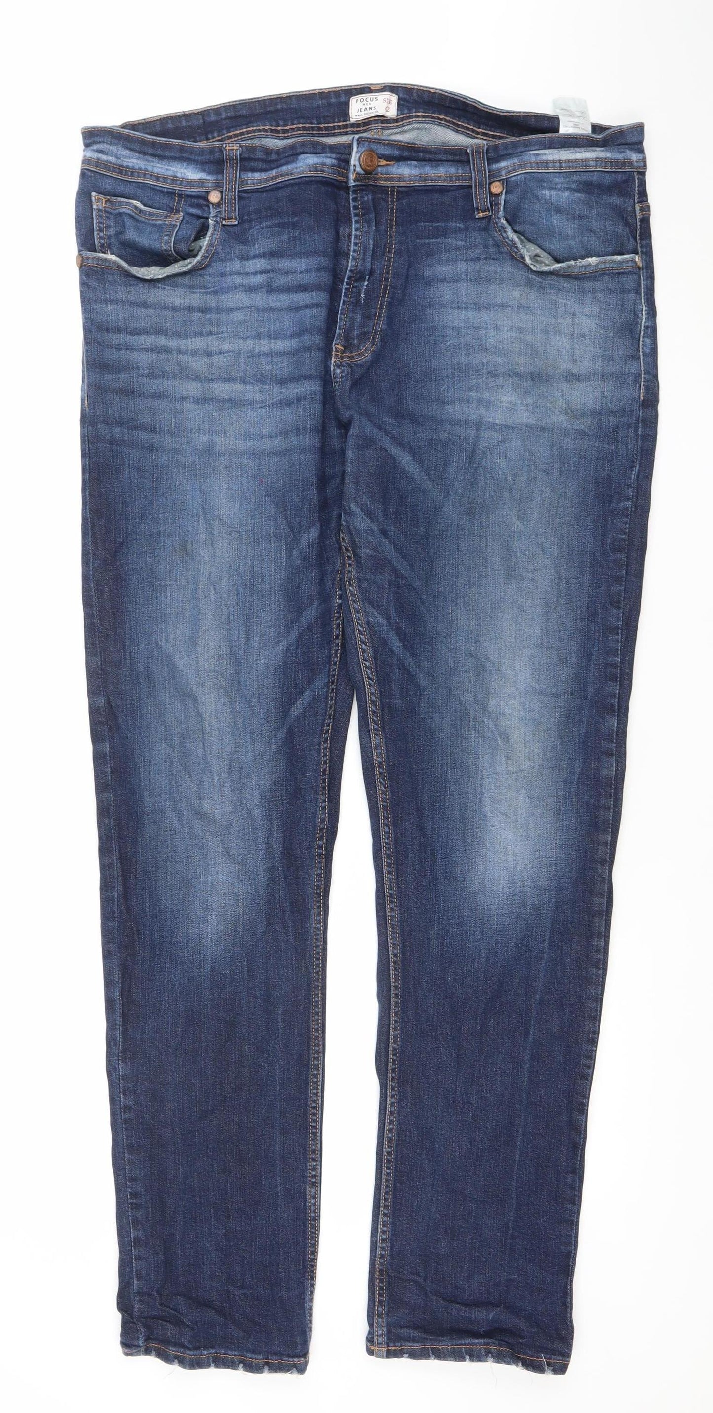 Focus Men Blue Denim Straight Fit Jeans Size 42 Regular