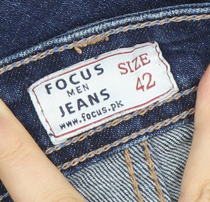 Focus Men Blue Denim Straight Fit Jeans Size 42 Regular