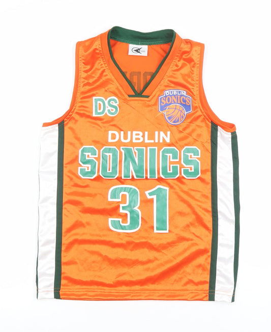 Speed Boys Orange Dublin Sonics Basketball Tank Jersey Top M