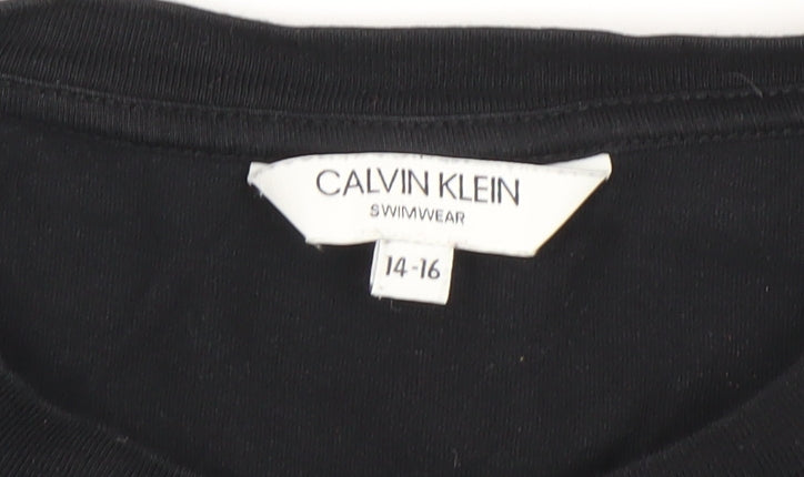 Calvin Klein Women’s Black Cotton Logo T-Shirt Size 14-16