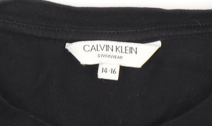 Calvin Klein Women’s Black Cotton Logo T-Shirt Size 14-16