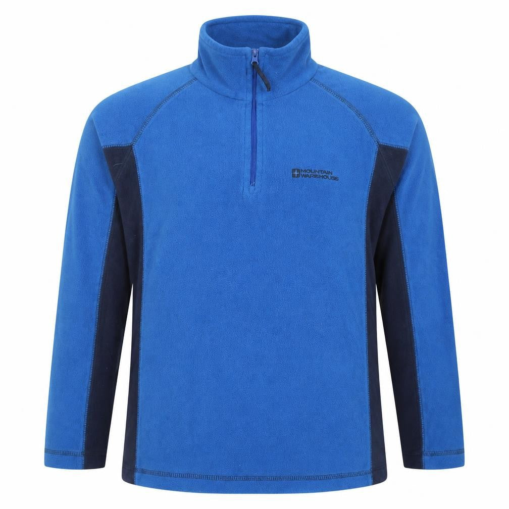 Front view of Mountain Warehouse Kids Blue Fleece 1/2 Zip Pullover Hoodie 11-12 Years
