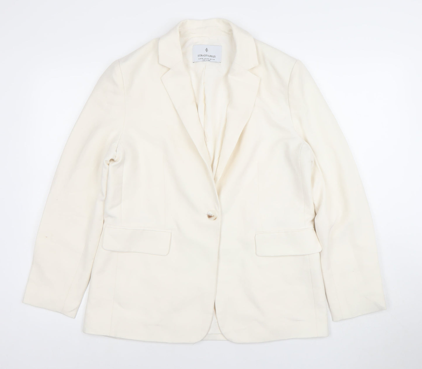 Stradivarius Women Ivory XS Tailored One-Button Blazer