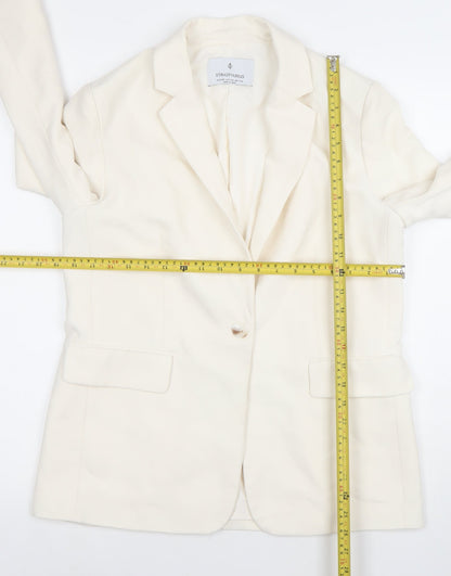 Stradivarius Women Ivory XS Tailored One-Button Blazer