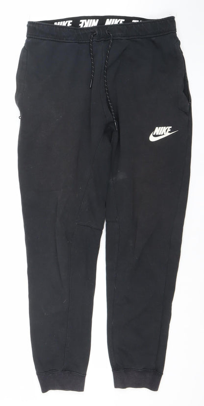 Mens UK Size S Nike Regular Fit Jogger Black Trousers