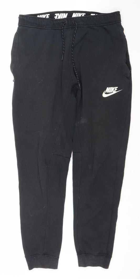 Mens UK Size S Nike Regular Fit Jogger Black Trousers