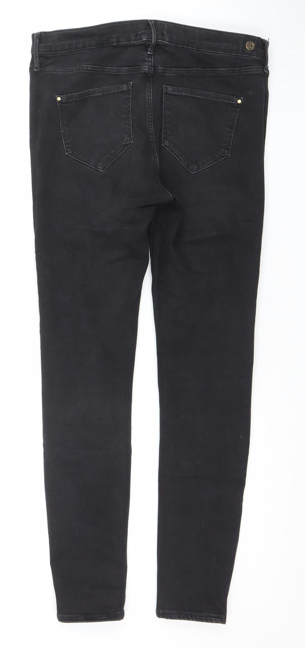 River Island Womens Black Distressed Skinny Jeans Size 14
