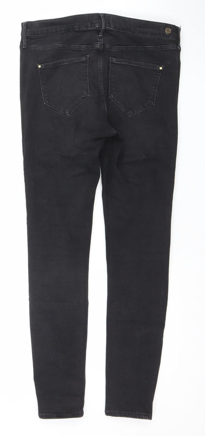 River Island Womens Black Distressed Skinny Jeans Size 14