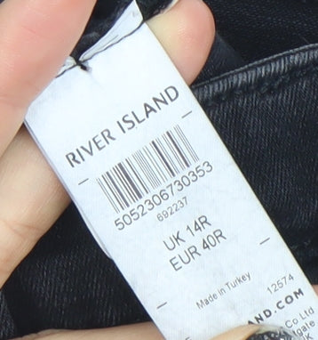 River Island Womens Black Distressed Skinny Jeans Size 14