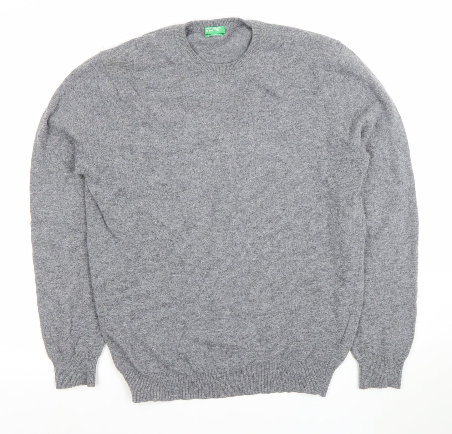 United Colors of Benetton Men's Grey Wool Crew Neck Jumper S