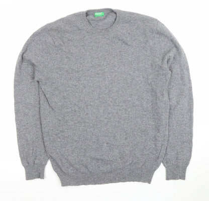 United Colors of Benetton Men's Grey Wool Crew Neck Jumper S