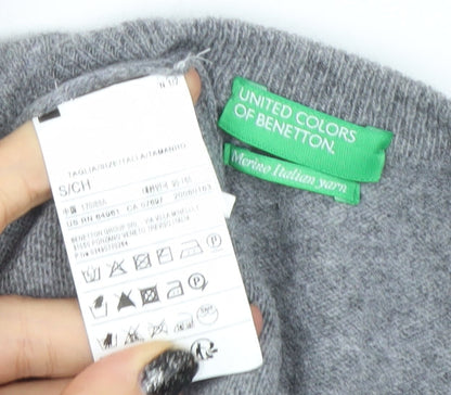 United Colors of Benetton Men's Grey Wool Crew Neck Jumper S