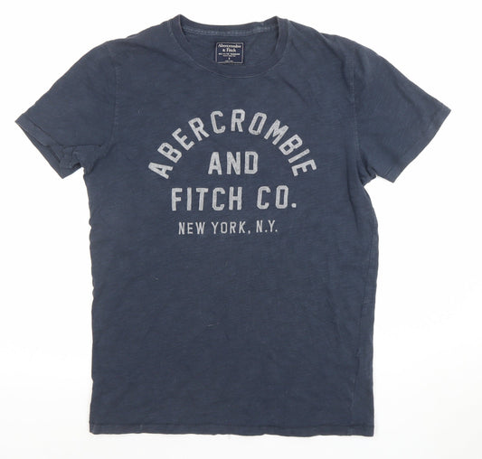 Abercrombie & Fitch Men Blue S Crew Neck Graphic Cotton T-Shirt
